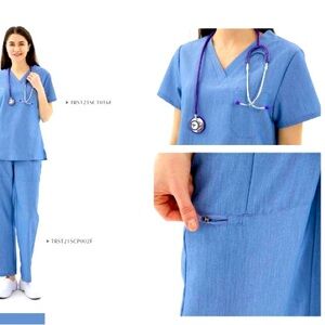 Brand new Denim blue scrub available in size XS, Medium and Large